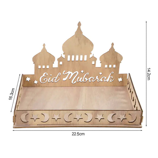 Wooden Food Tray for Ramadan Decoration and Party Use