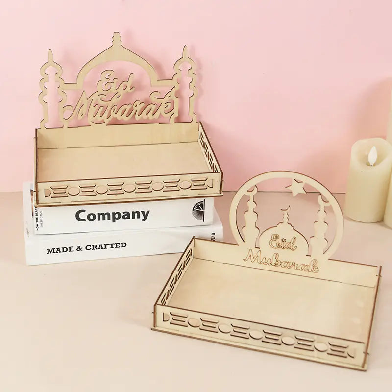 Wooden Food Tray for Ramadan Decoration and Party Use