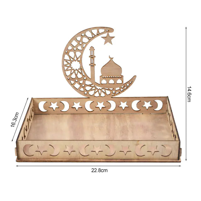Wooden Food Tray for Ramadan Decoration and Party Use