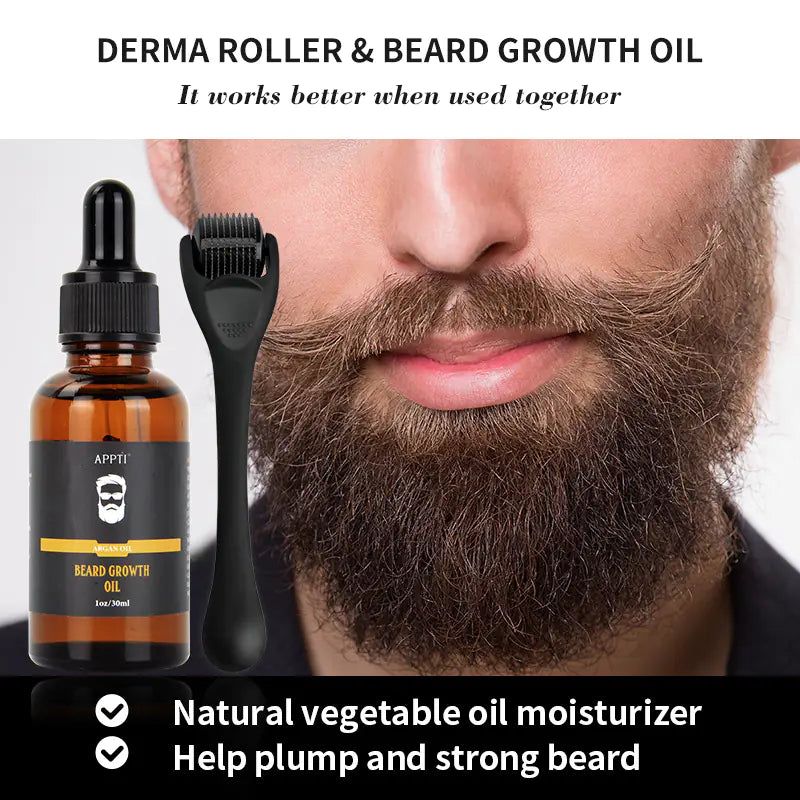 Beard Growth Oil with Microneedle Roller