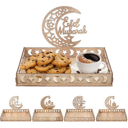 Wooden Food Tray for Ramadan Decoration and Party Use