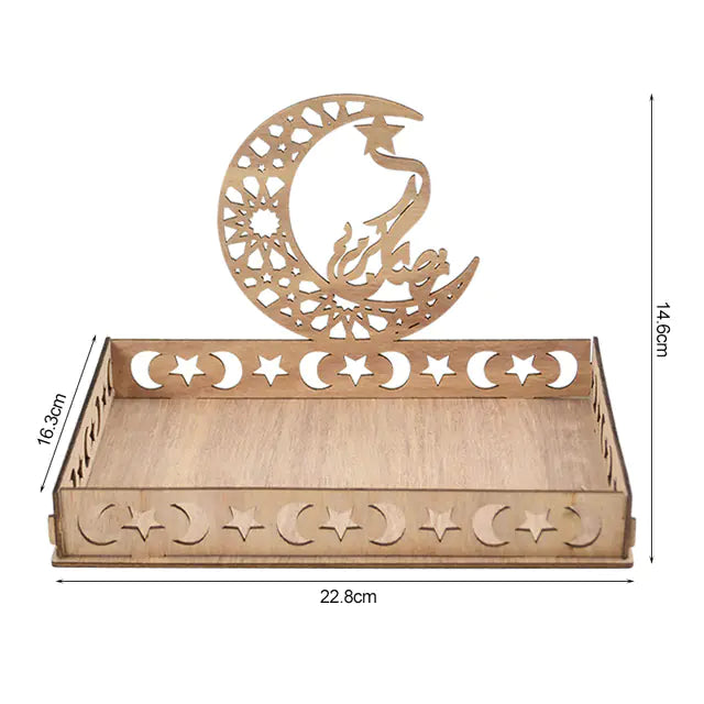 Wooden Food Tray for Ramadan Decoration and Party Use