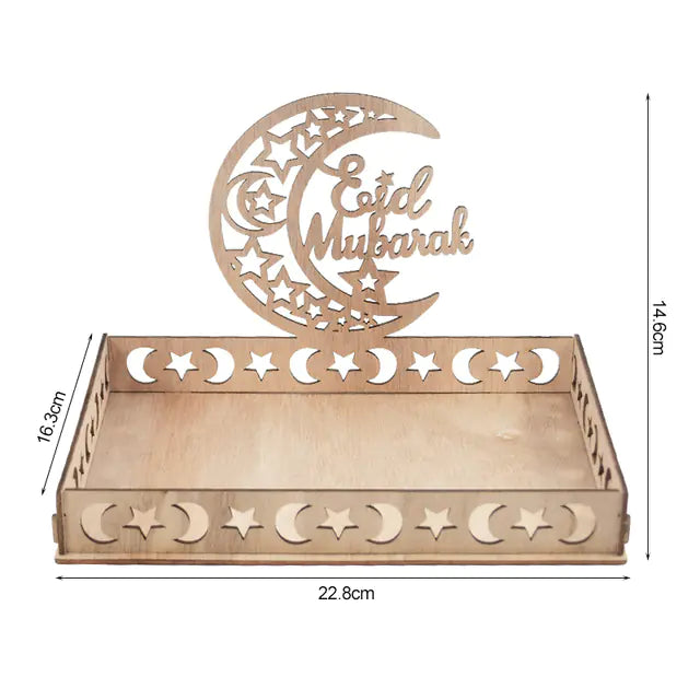 Wooden Food Tray for Ramadan Decoration and Party Use
