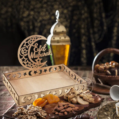 Wooden Food Tray for Ramadan Decoration and Party Use